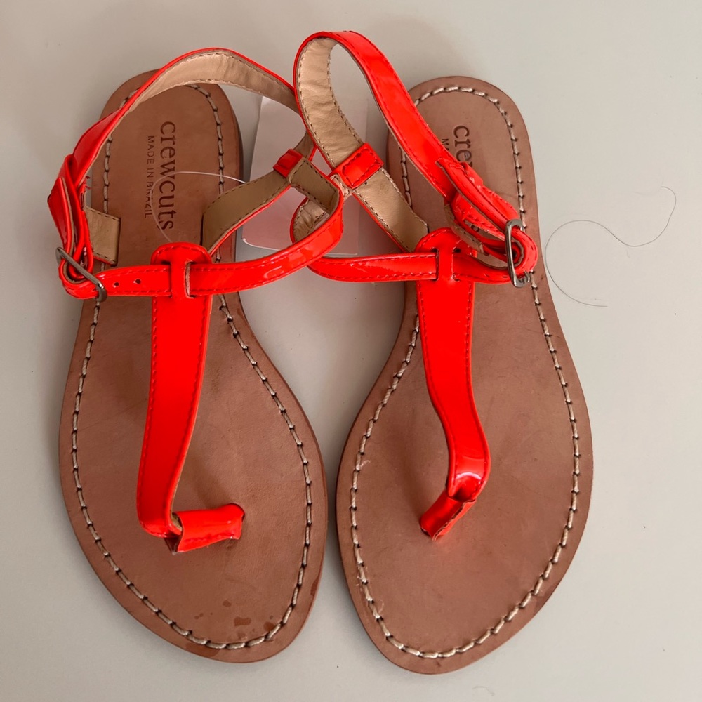 NWT CREWCUTS Neon Orange girls sandals